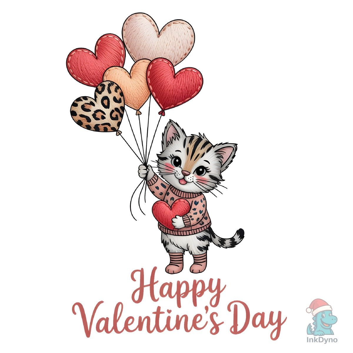 Cute Valentines Day Cat Hearts XOXO