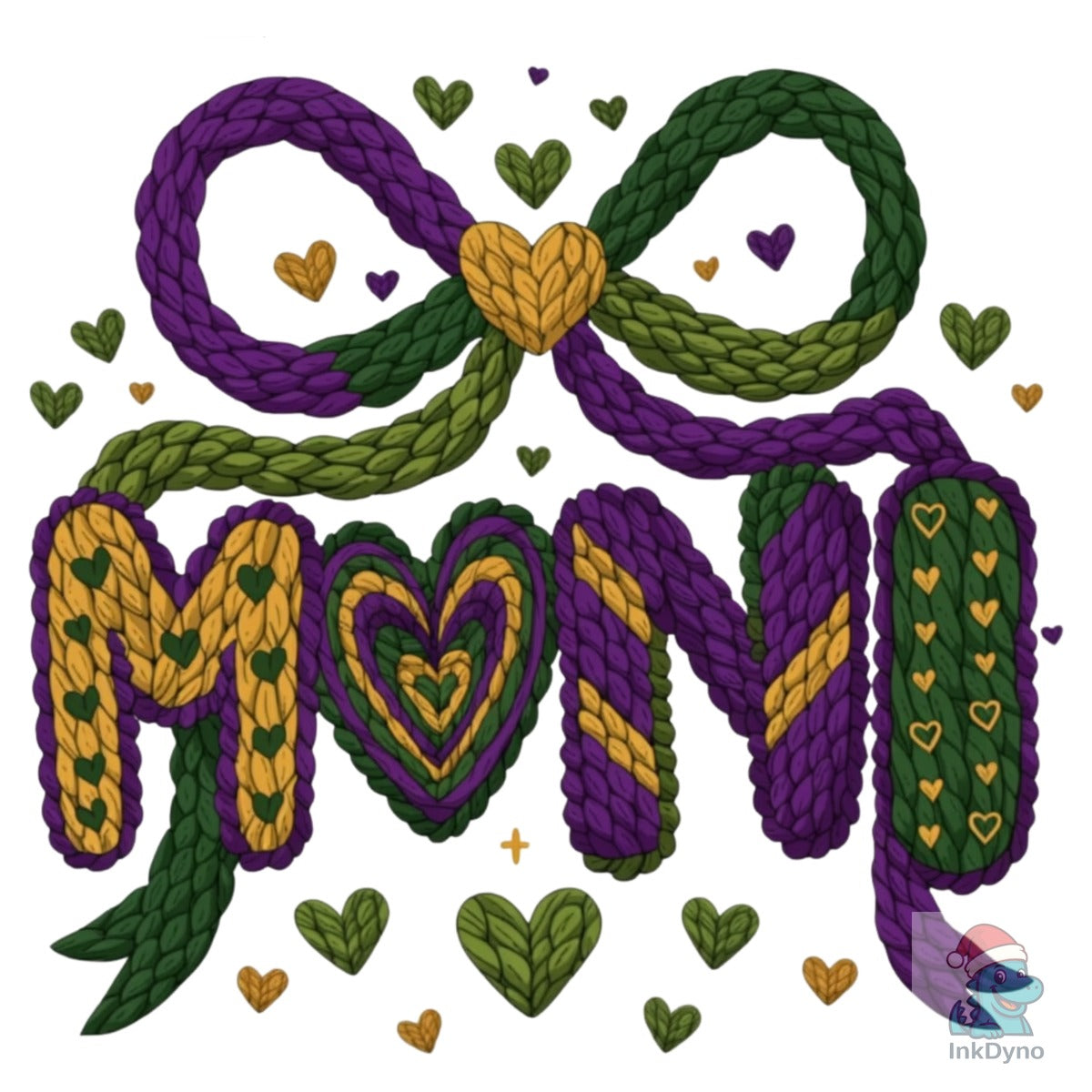 Knitted Mardi Gras Mini Heart