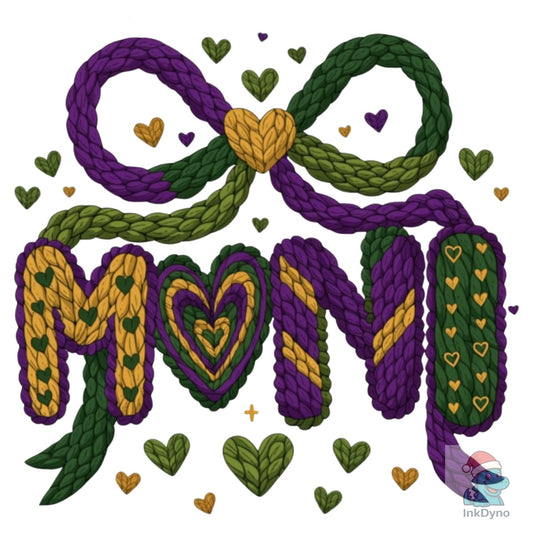 Knitted Mardi Gras Mini Heart - DTF Transfer