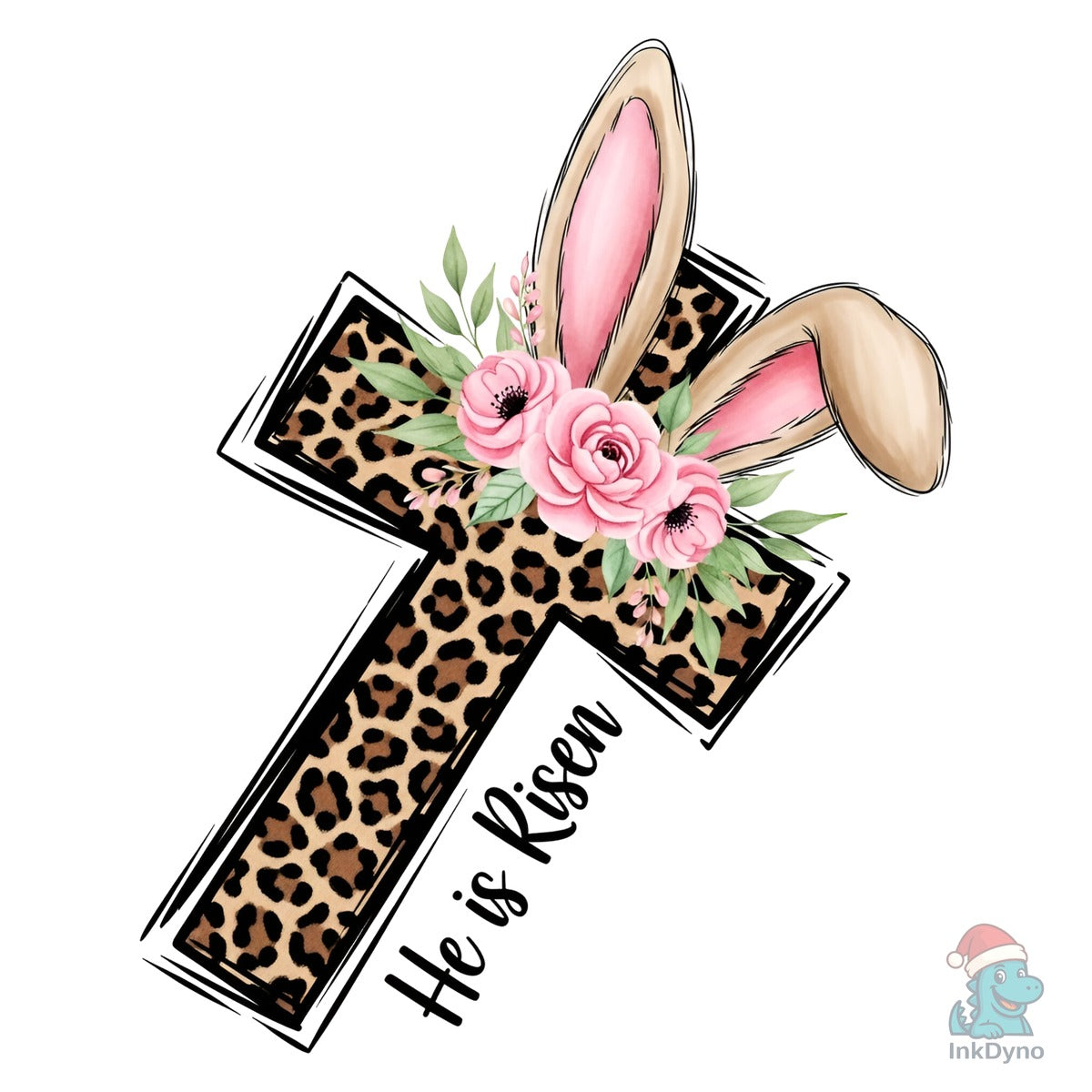 He is Risen Leopard Print Cross