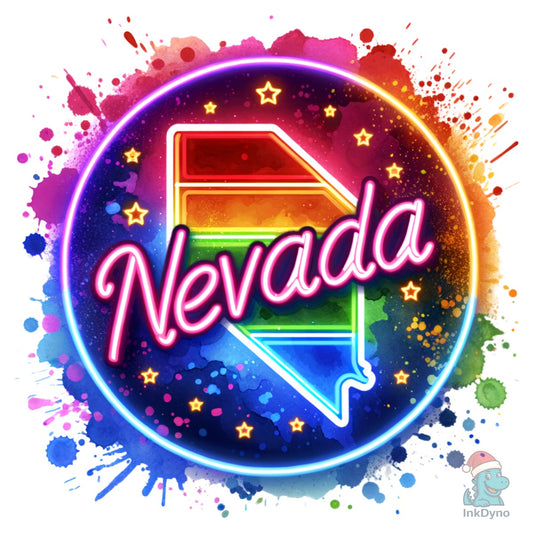Colorful Neon Nevada Map - DTF Transfer