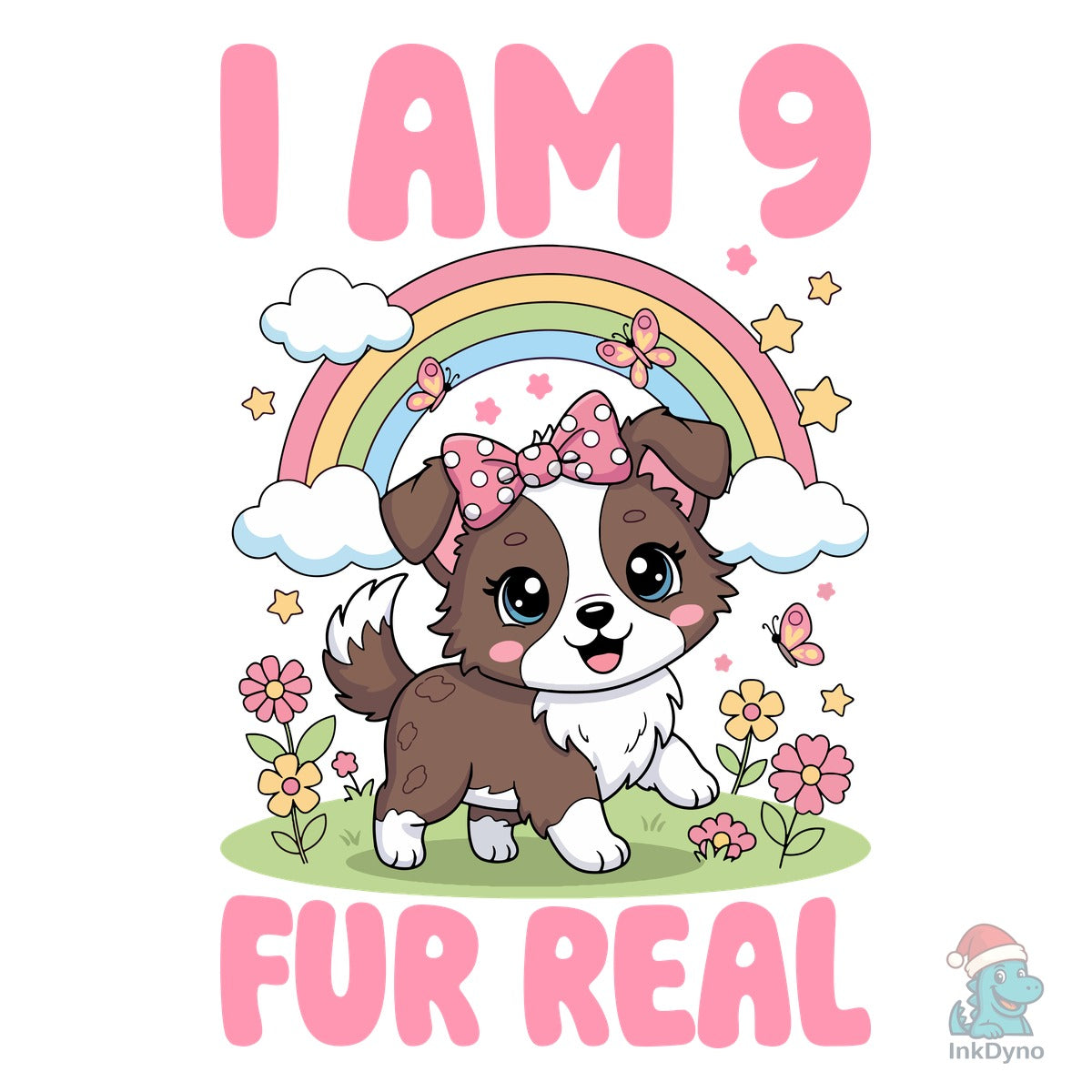 Cute Puppy Rainbow 9th Birthday Dog