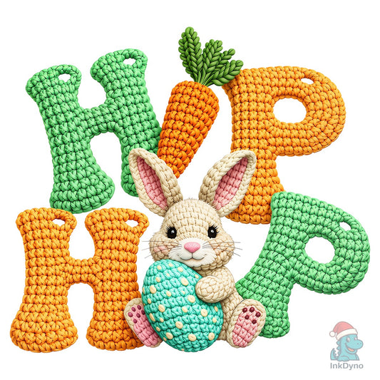 Faux Crochet Hip Hop Bunny Sublimation - DTF Transfer