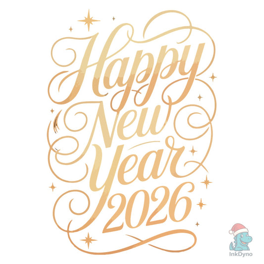 Luxury Happy New Year 2026 Calligraphy - DTF Transfer