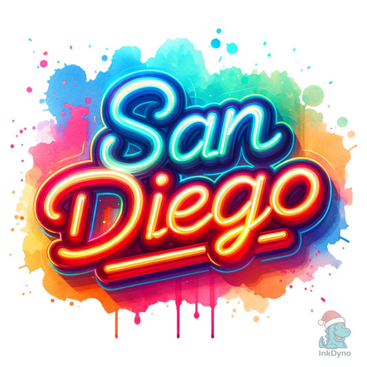 Colorful Neon San Diego - DTF Transfer