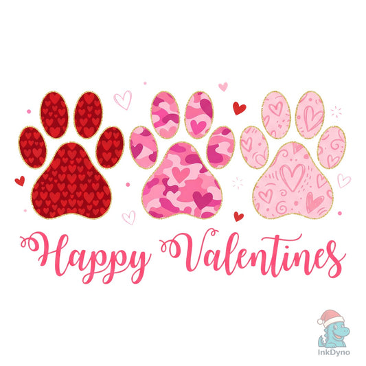 Happy Valentines Paw Print Sublimation - DTF Transfer