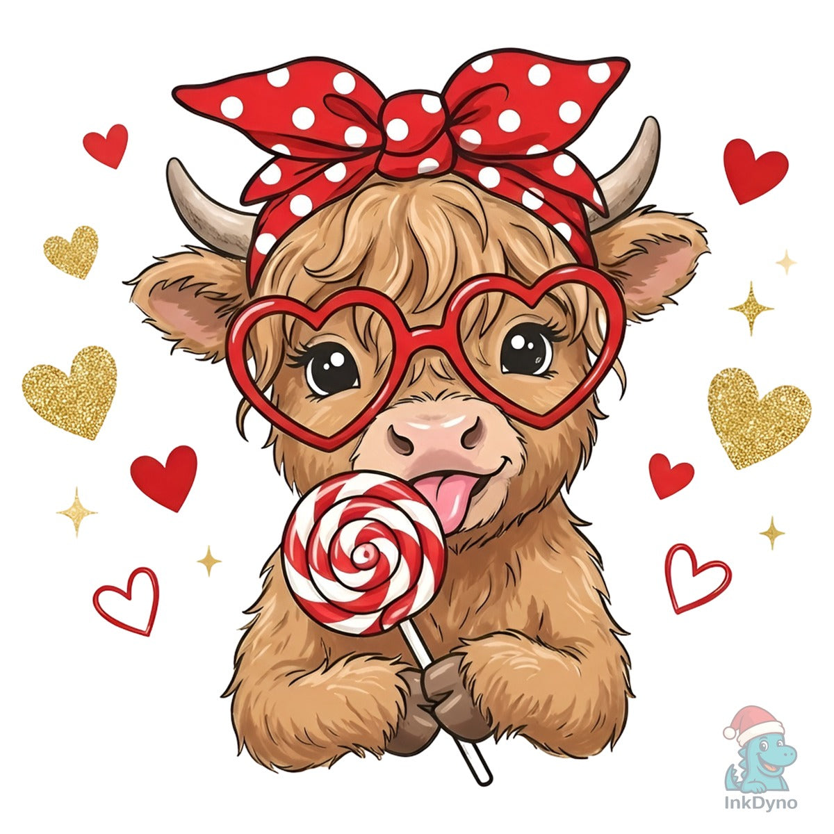 Preppy Valentine Highland Cow