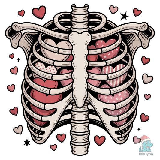 Ribcage Skull Funny Valentines - DTF Transfer