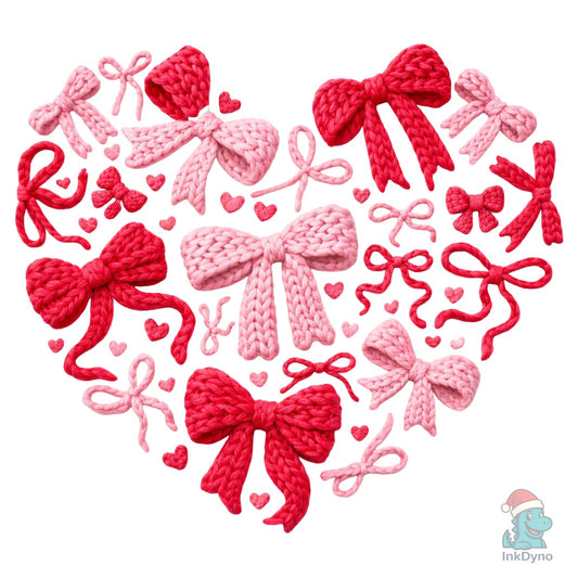 Crochet Bow Valentine Heart - DTF Transfer