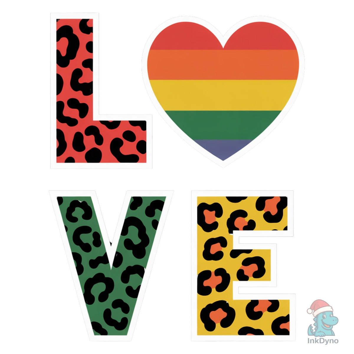 Love Leopard Print Rainbow Heart