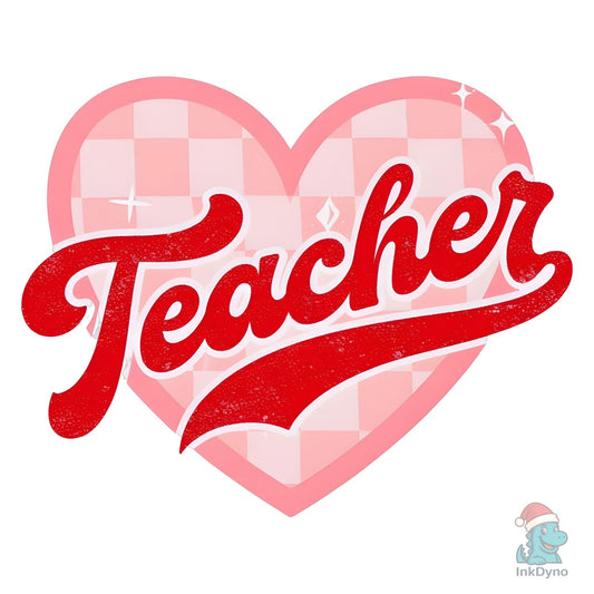 Teacher Heart Retro Graphic - DTF Transfer