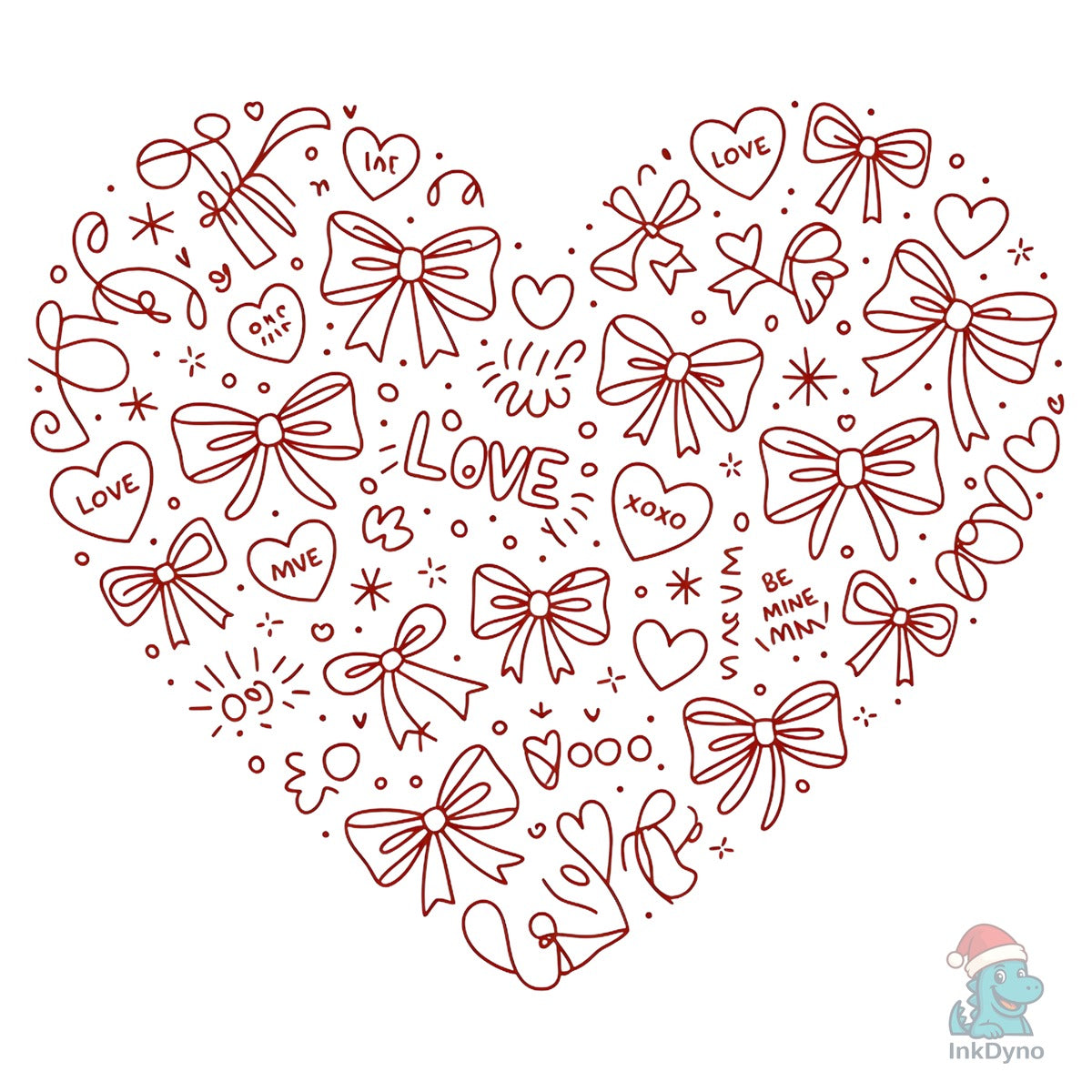 Red Heart Bows Love Valentines Day