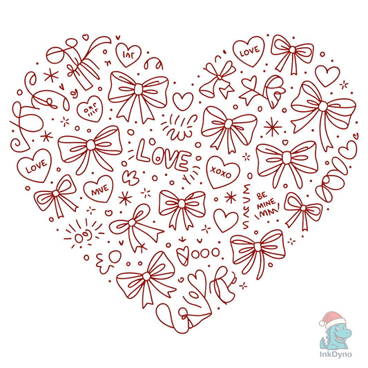 Red Heart Bows Love Valentines Day - DTF Transfer