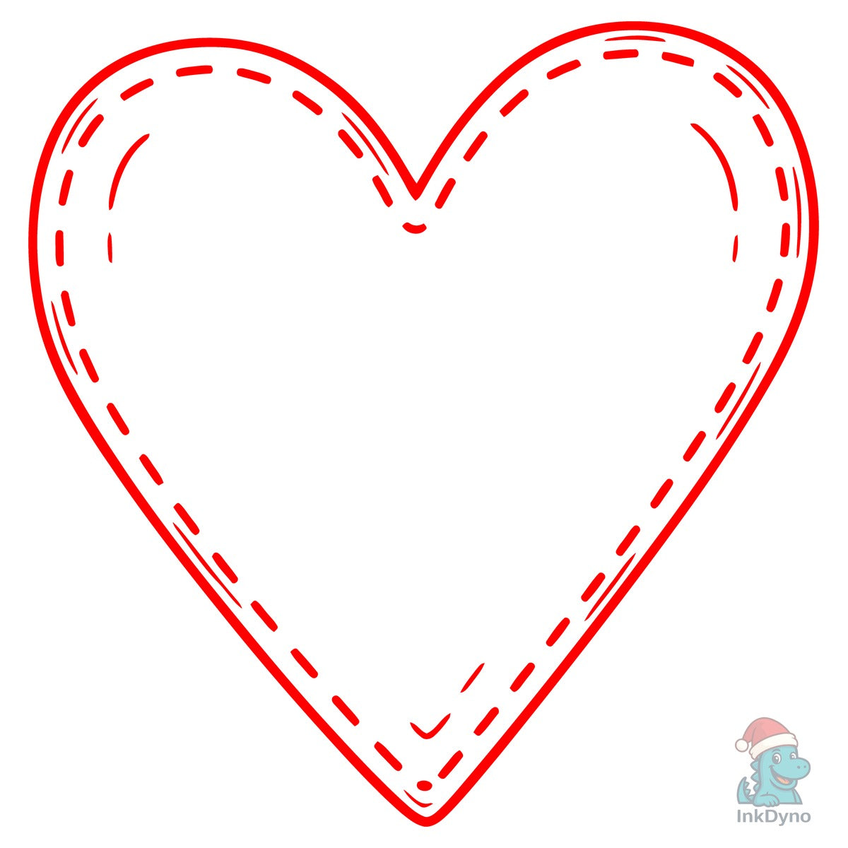 Red Stitched Heart Outline Illustration