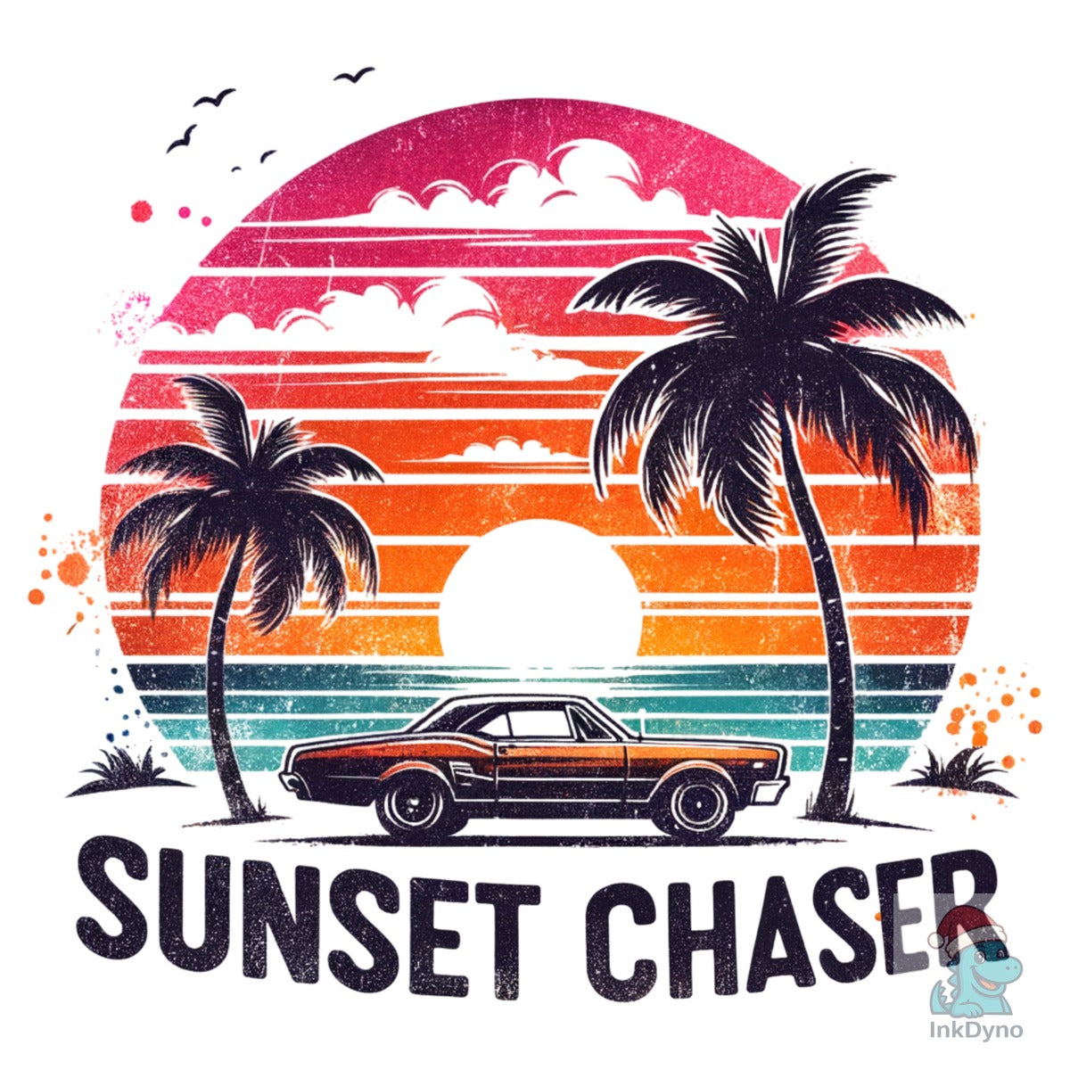 Retro Car Beach Sunset Chaser