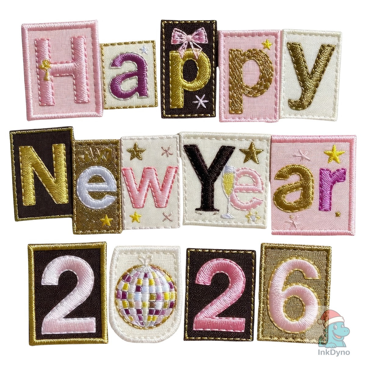 Happy New Year 2026 Faux Patchwork