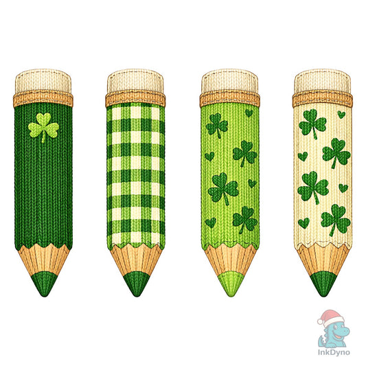 Lucky Irish Shamrock Pencils Set - DTF Transfer