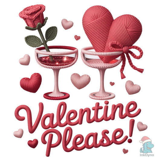 Crochet Valentine Rose Drinks Cheers - DTF Transfer
