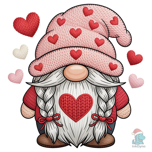 Faux Yarn Valentines Gnome Valentine - DTF Transfer