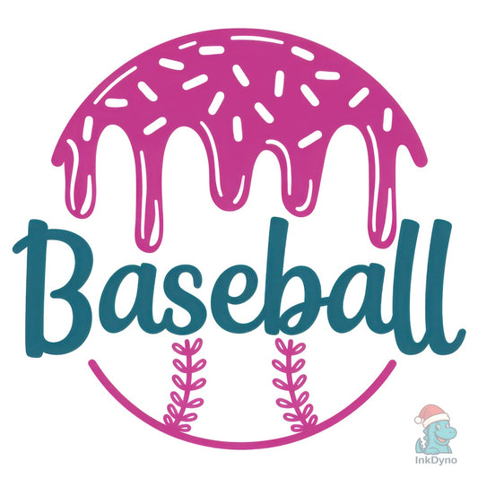 Baseball Ball Ice Cream Drip - DTF Transfer
