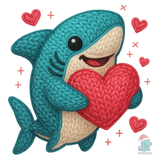 Crochet Shark Cute Valentine - DTF Transfer