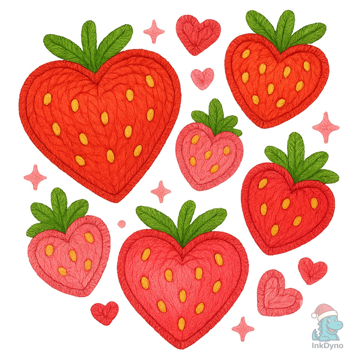 Faux Crochet Strawberry Hearts