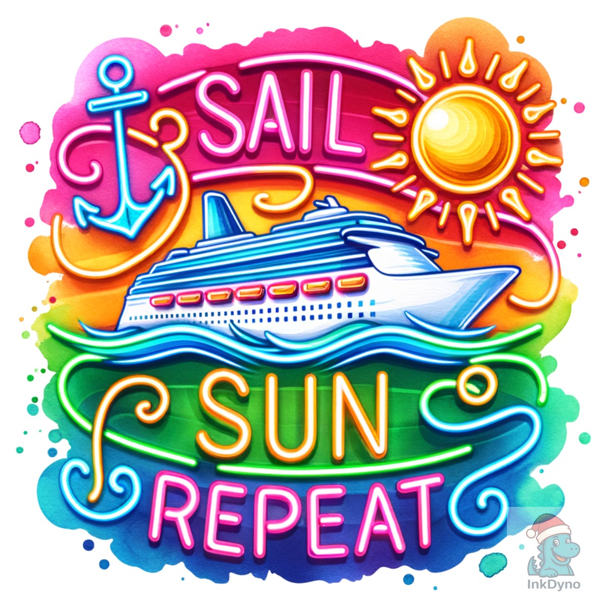 Neon Cruise Ship Sail Sun Repeat