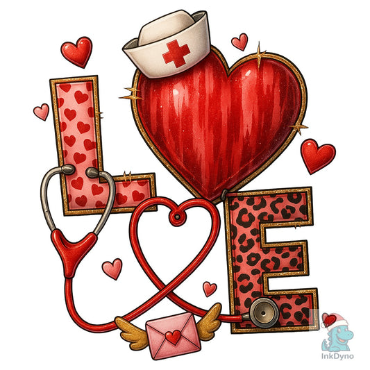 Nurse Love Stethescope Nurse Life - DTF Transfer