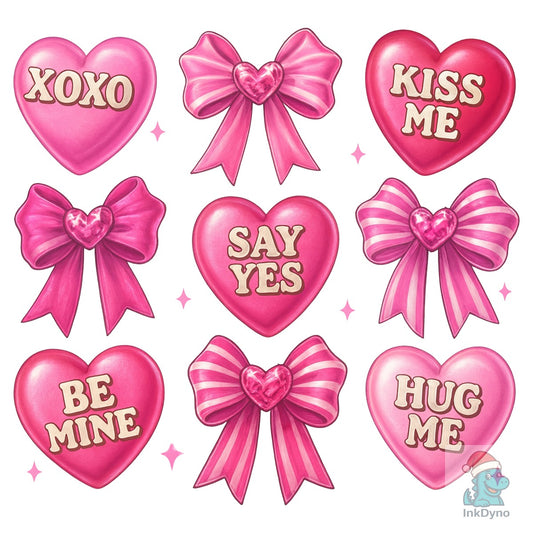Valentine Coquette Bows Love - DTF Transfer