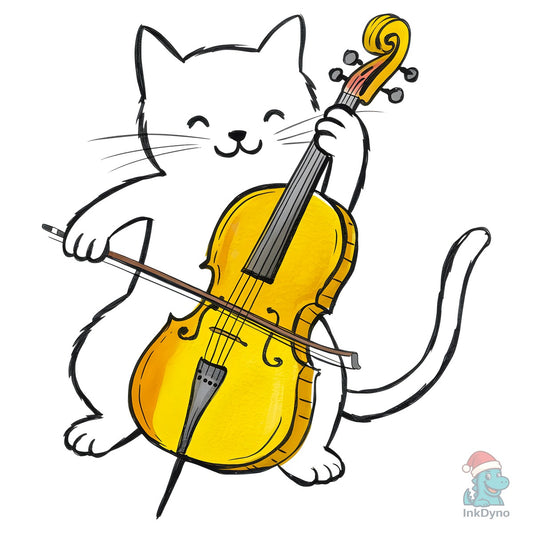 Cat Playing Cello - DTF Transfer
