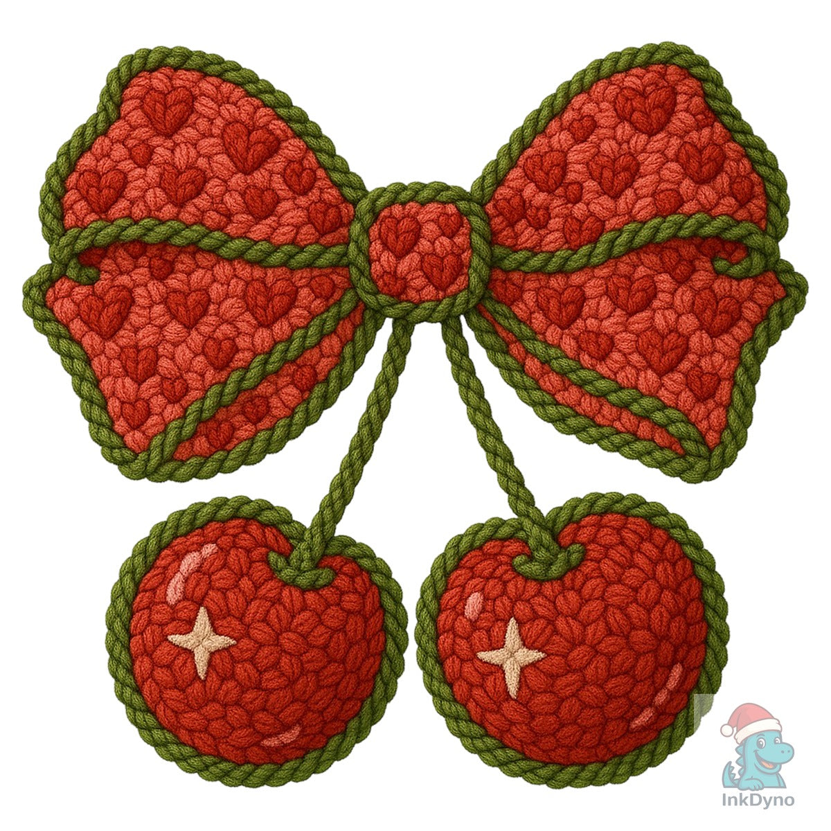 Latch Hook Faux Yarn Cherry Bow