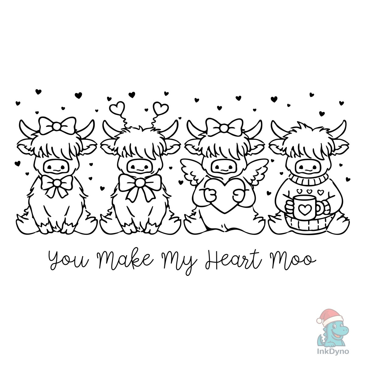 Сute Valentine Highland Cow