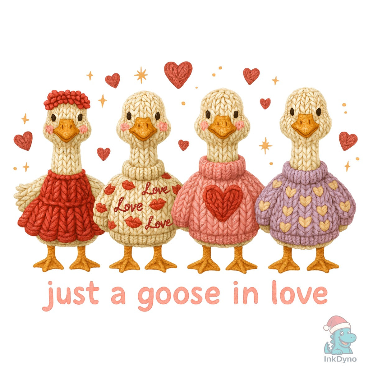 Faux Crochet Funny Valentine Goose