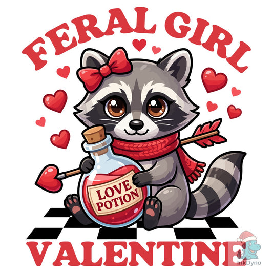 Funny Feral Girl Raccoon Valentine - DTF Transfer