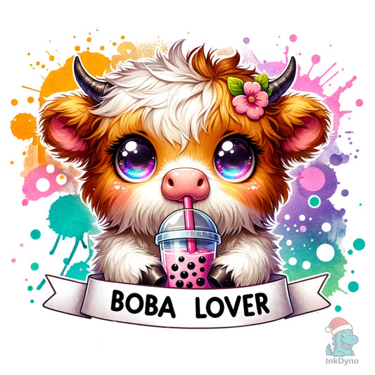 Highland Cow Bubble Tea Boba Lover - DTF Transfer