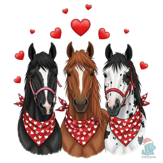 Three Horses Valentine's Day Cute Animal - DTF Transfer