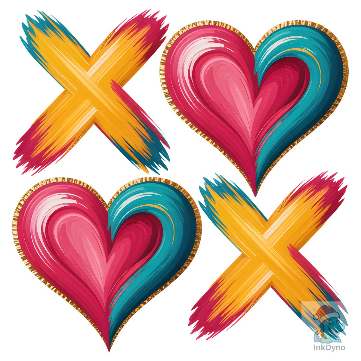 XOXO Paint Brush Heart Design