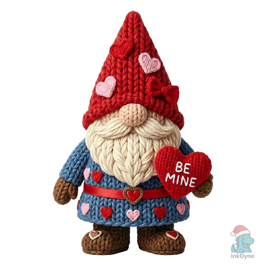 Faux Yarn Knitted Valentine Gnome - DTF Transfer