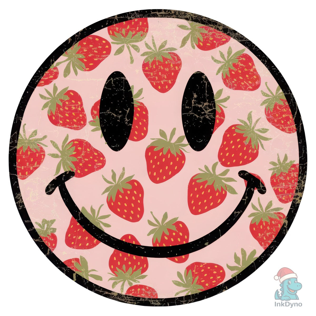 Distressed Strawberry Smiley Face
