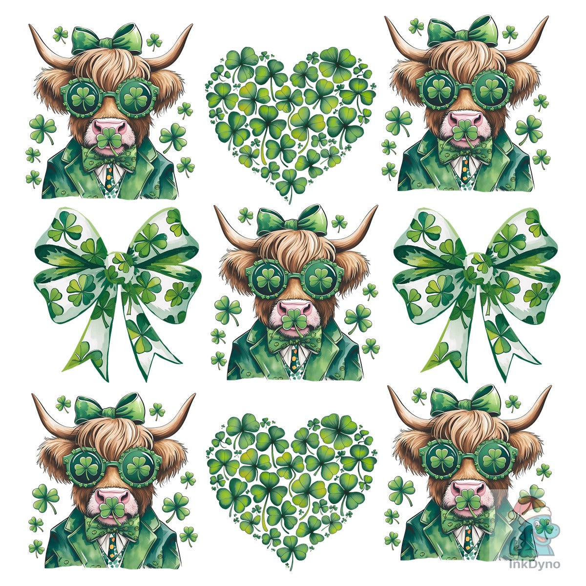 St Patricks Highland Cow Grid