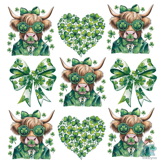 St Patricks Highland Cow Grid - DTF Transfer