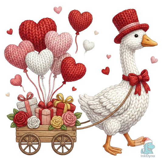 Knitted Valentine Goose - DTF Transfer