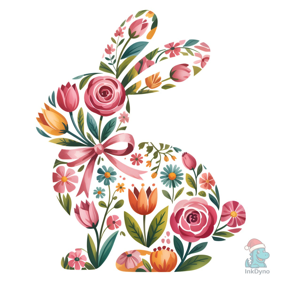 Happy Easter Bunny Floral Bunny