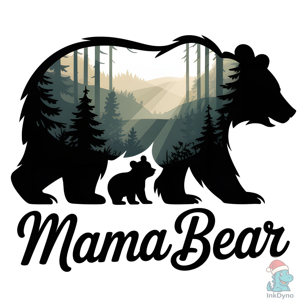 Mama Bear & Baby Nature Silhouette