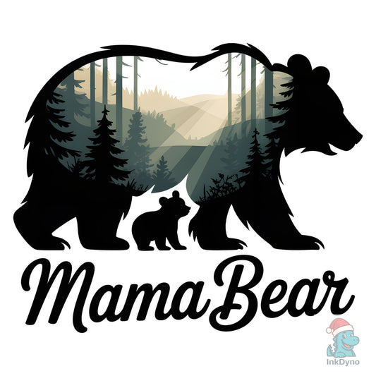 Mama Bear & Baby Nature Silhouette - DTF Transfer