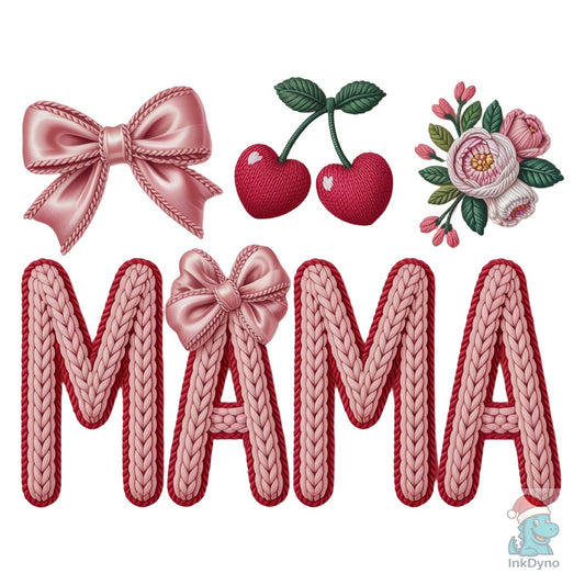 Crochet MAMA Faux Yarn Valentine's Day - DTF Transfer