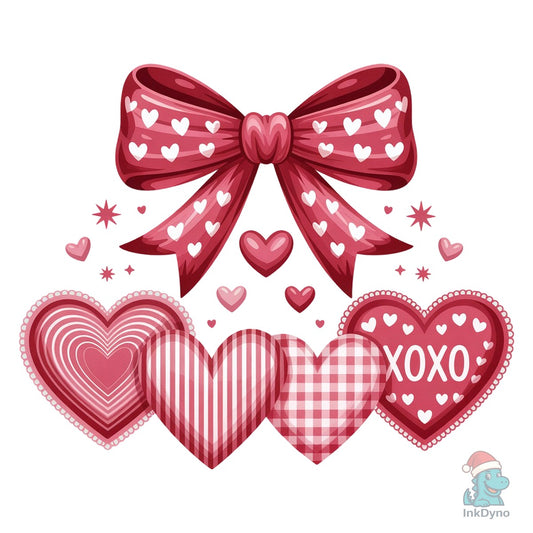 Romantic Valentine S Day Hearts and Bow - DTF Transfer