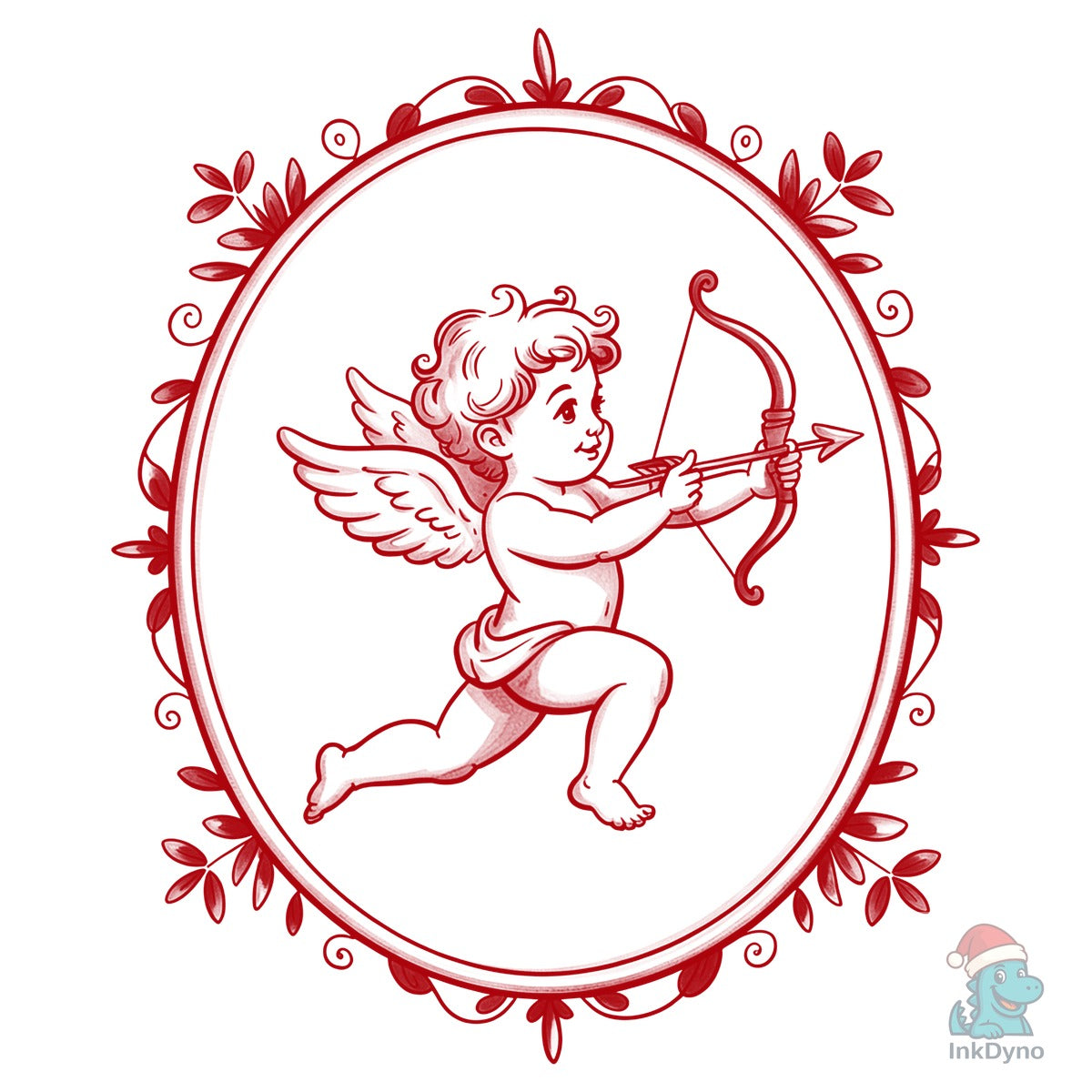 Vintage Cupid Valentine Oval Frame