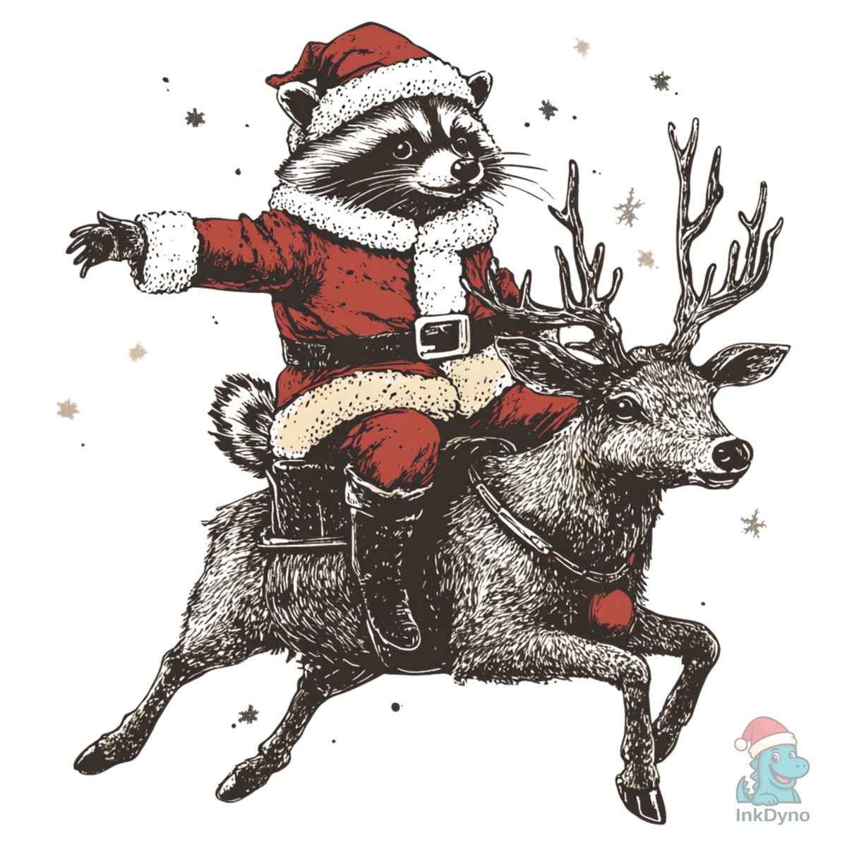 Christmas Raccoon and Reindeer T-shirt