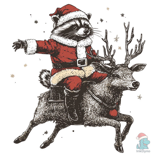 Christmas Raccoon and Reindeer T-shirt - DTF Transfer